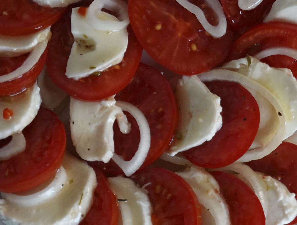Tomatsalat med mozorrella og l�g
