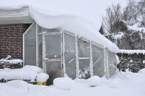 Snedrive p� drivhus.