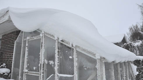 Snedrive p� drivhus.