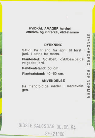 Hvidk�l, Amager halvh�j, Brassica oleracea </i>L. var. <i>alba