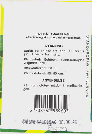 Hvidk�l, Amager h�j, Brassica oleracea </i>L. var. <i>alba