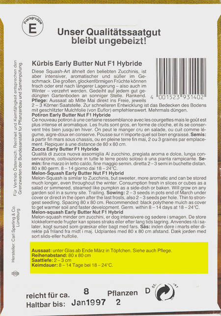Moskusgr�skar, Early Butternut F1, Cucurbita moschata