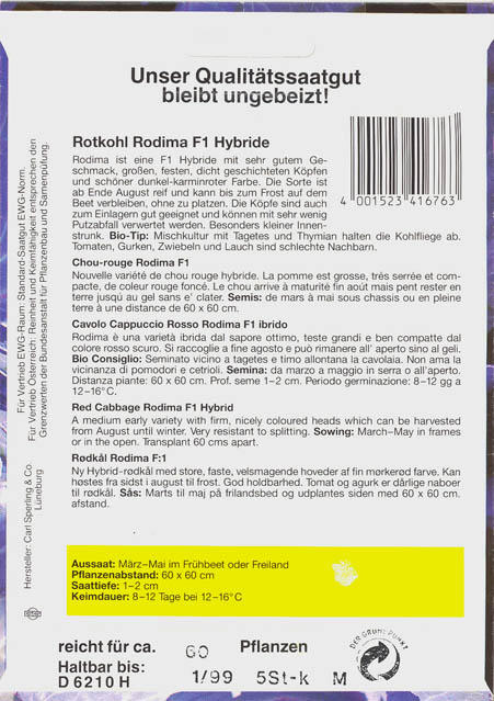 R�dk�l, Rodima F1, Brassica oleracea </i>L. var. <i>rubra