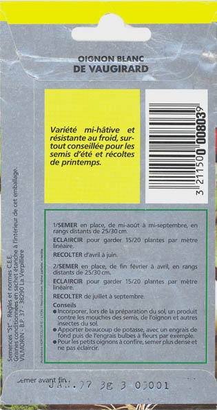 Kepal�g, De Vaugirard, Allium cepa </i>L.<i>