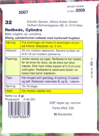 R�dbede, Cylindra, Beta vulgaris </i>L. var.<i> vulgaris