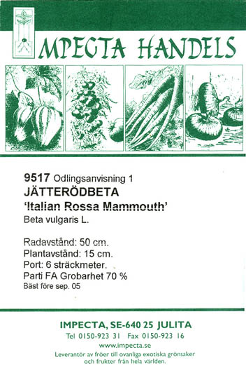R�dbede, Italian Rossa Mammouth, Beta vulgaris </i>L. var.<i> vulgaris