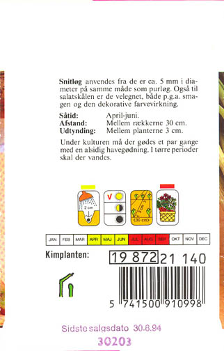 Pibel�g, R�de snitl�g, Allium fistulosum </i>L<i>