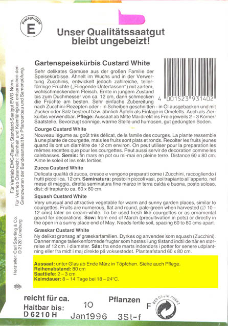 Gr�skar, Custard White, Cucurbita