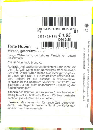 R�dbede, Forono, Beta vulgaris </i>L. var.<i> vulgaris