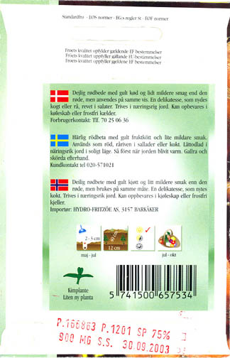 R�dbede, Burpees Golden, Beta vulgaris </i>L. var.<i> vulgaris