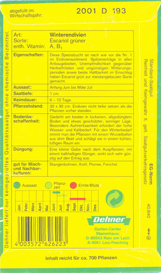 Endivie, Escariol gr�ner, Cichorium endivia </i>L.<i>