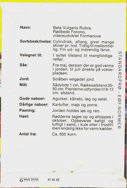 R�dbede, Forono, Beta vulgaris </i>L. var.<i> vulgaris