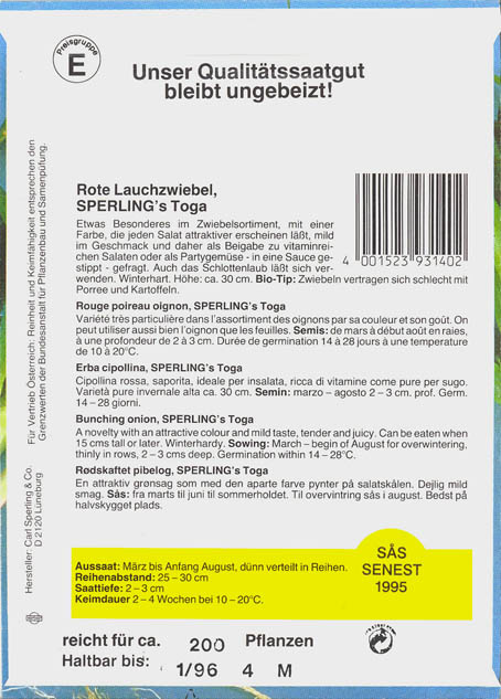 Pibel�g, Toga, Allium fistulosum </i>L<i>