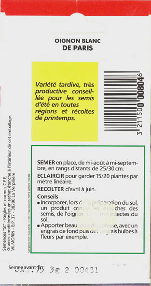 Kepal�g, De Paris, Allium cepa </i>L.<i>