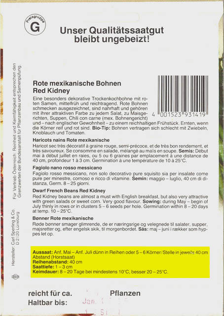 Haveb�nne, Red Kidney, Phaseolus vulgaris </i>L.<i>